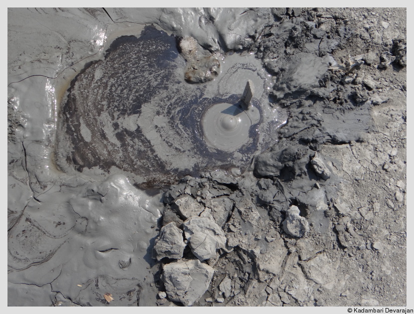A mud volcano bubbling away